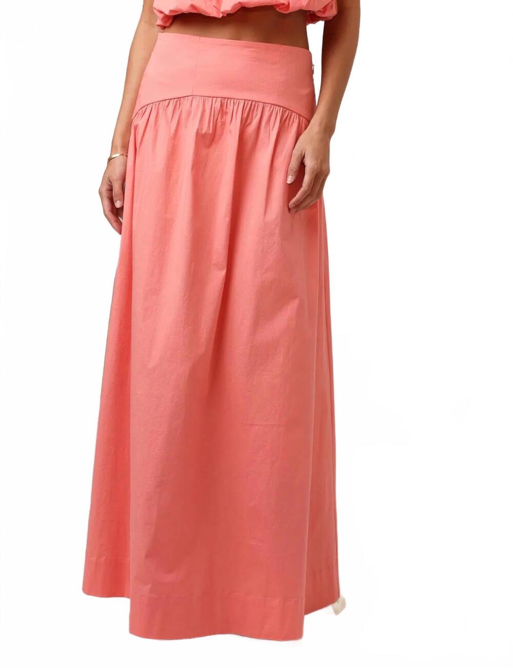 NEW SHORE uma maxi skirt in sunset coral